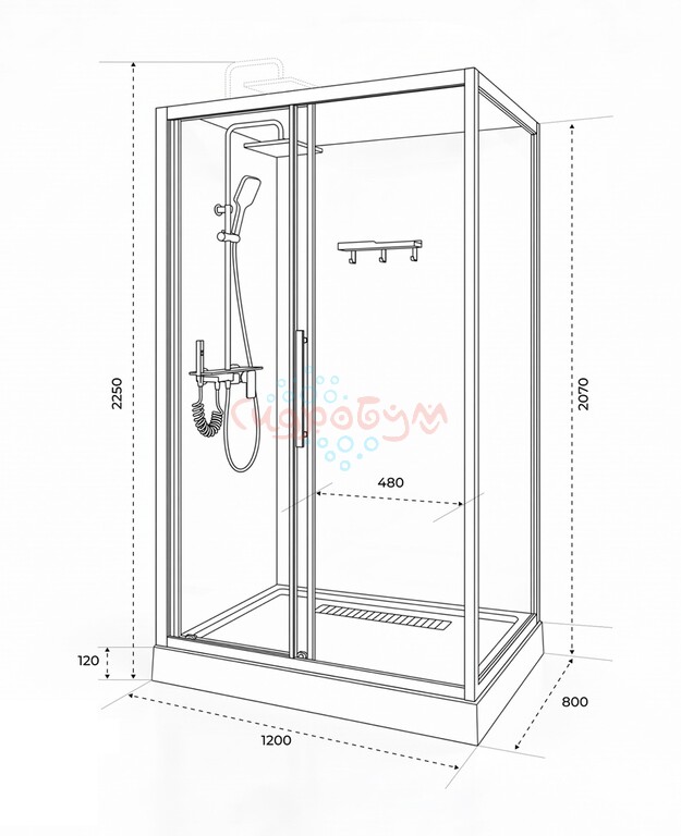 Душевая кабина CeruttiSpa Maiella 120GG TORE 120x80