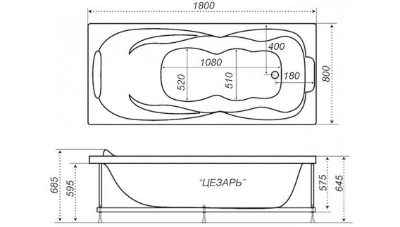 Акриловая ванна Triton Цезарь 180x80