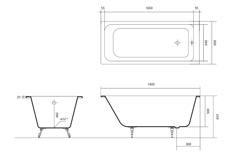 Чугунная ванна Aquatek Дельта 180x80 AQ8980F-00