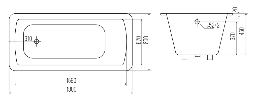 Чугунная ванна Goldman Elite 180x80x45