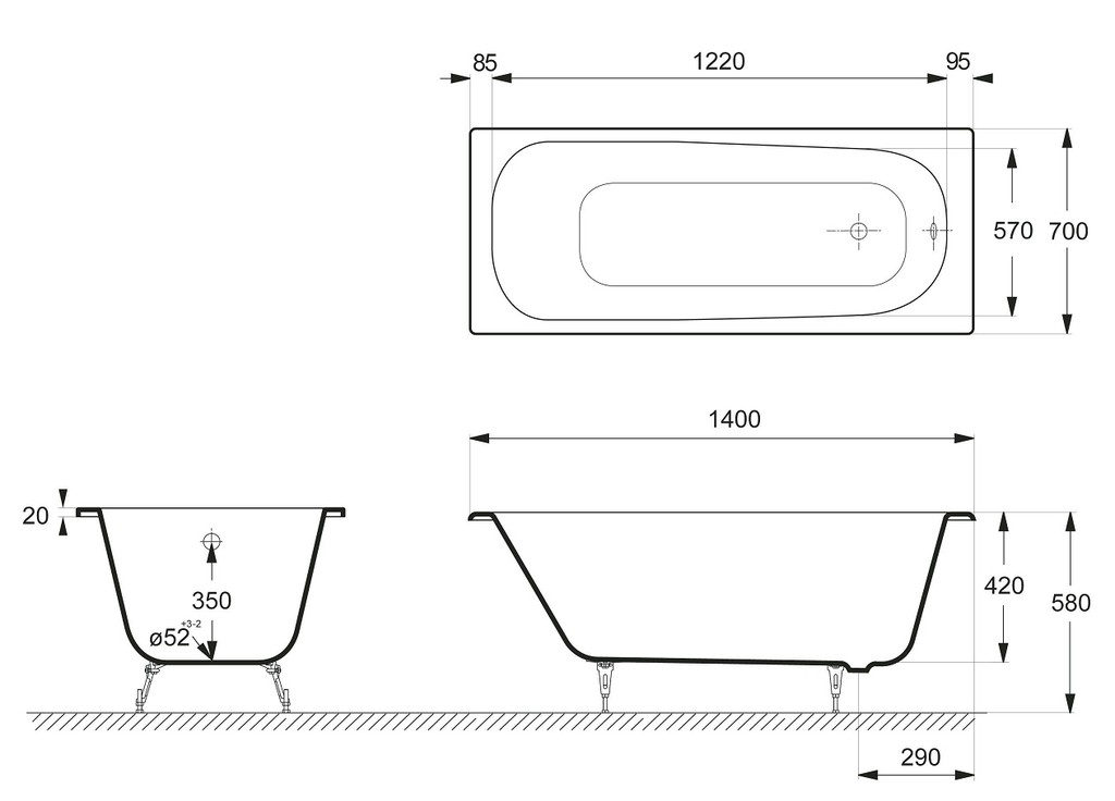 Чугунная ванна Vinsent Veron Concept 140x70x42