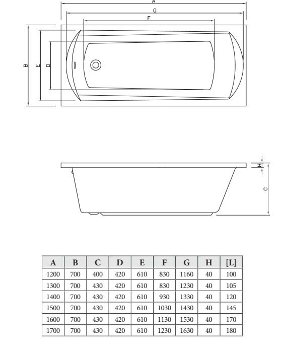 Акриловая ванна C-Bath Clio 120x70