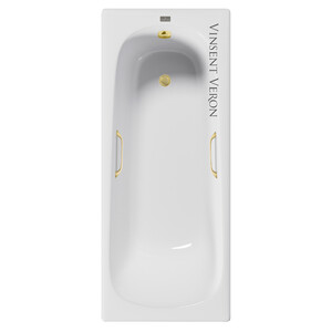 Чугунная ванна Vinsent Veron Concept 140x70x42 с ручками матовое золото