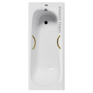 Чугунная ванна Vinsent Veron Concept 165x70x42 с золотыми ручками