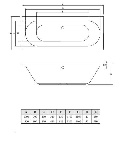 Акриловая ванна C-Bath Cora 180x80