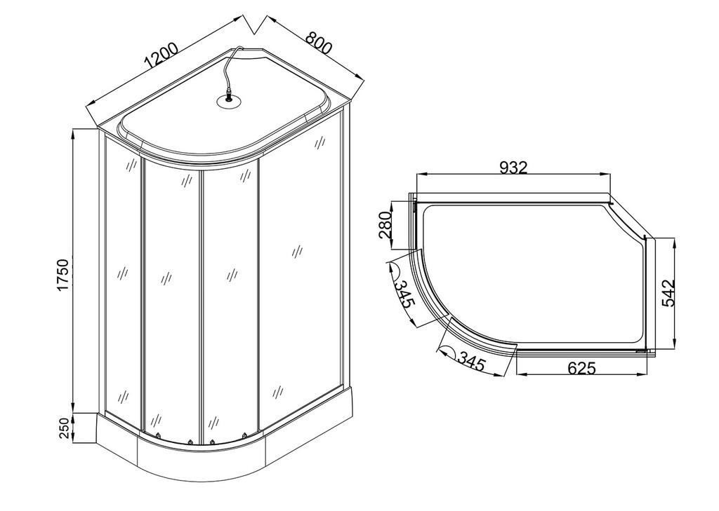 Душевая кабина Loranto CS-1200-25TM/M R 120x80