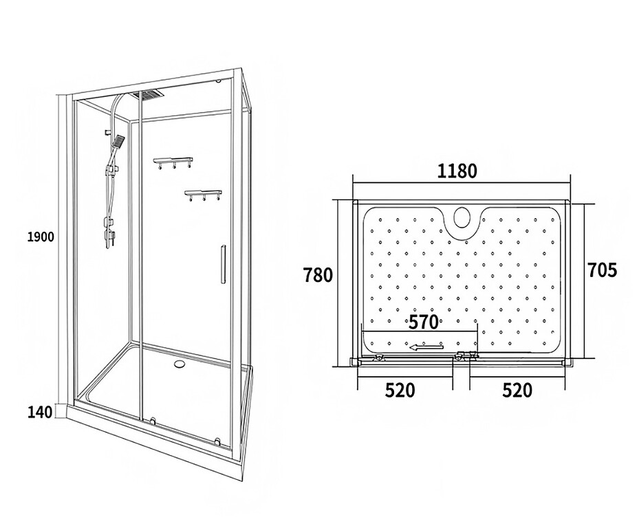 Душевая кабина Loranto CS-3010TM/W-120L 120x80