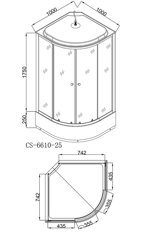 Душевая кабина Loranto CS-6610-25K 100x100