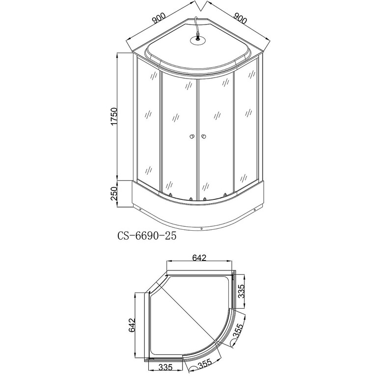 Душевая кабина Loranto CS-6690-25F 90x90