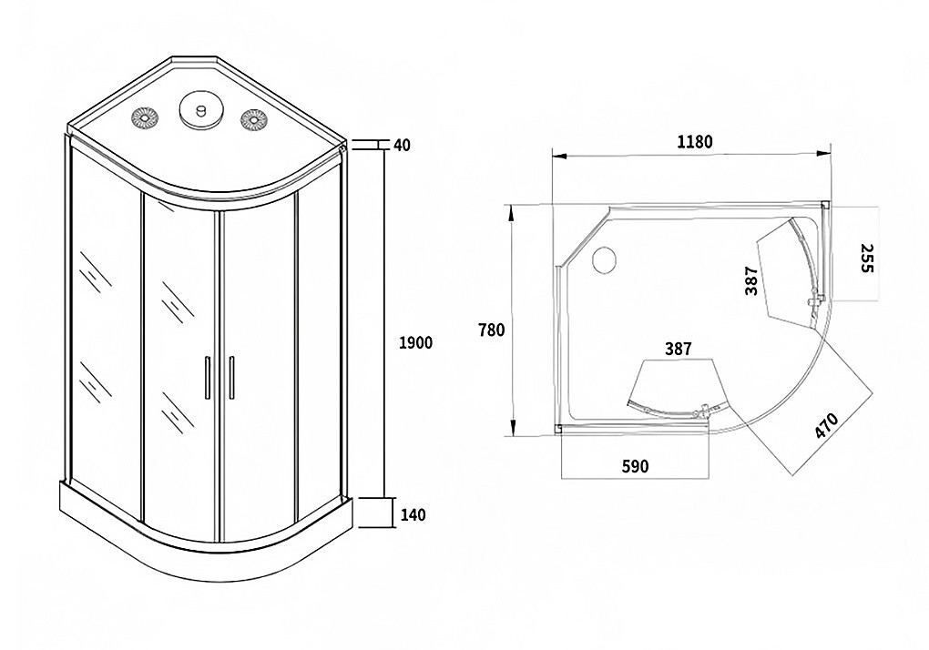 Душевая кабина Loranto CS-876EBTM/W-120 120x80