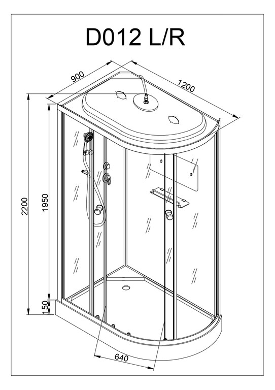 Душевая кабина AvaCan D012SL 120x90