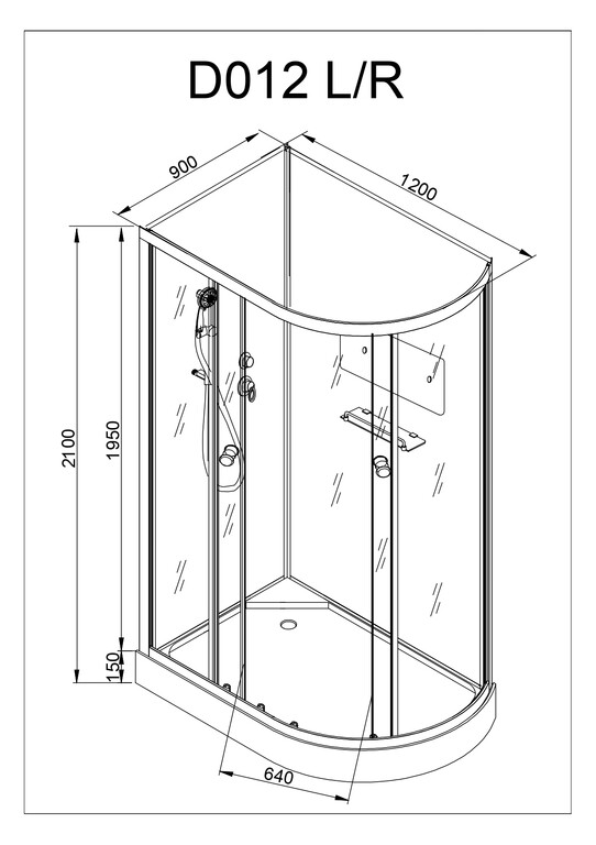 Душевая кабина AvaCan D012L 120x90