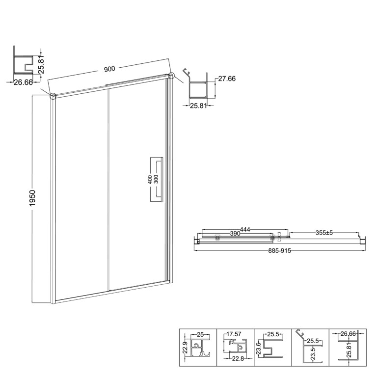 Душевая дверь Niagara NG-85-9TB 90x195