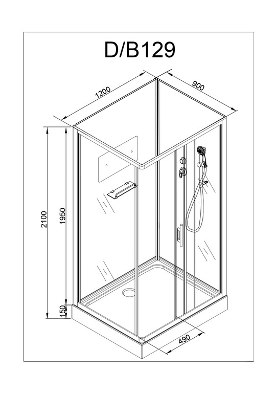 Душевая кабина AvaCan D129S LED 120x90