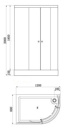 Душевой уголок BandHours Alba R 120x80