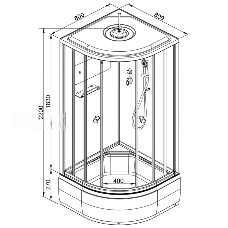 Душевая кабина AvaCan EM2780 GM 80x80