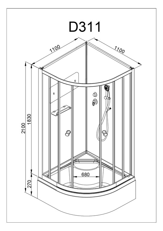 Душевая кабина AvaCan D311 110x110