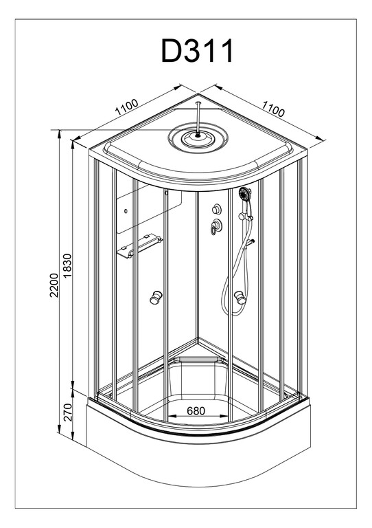 Душевая кабина AvaCan D311S 110x110