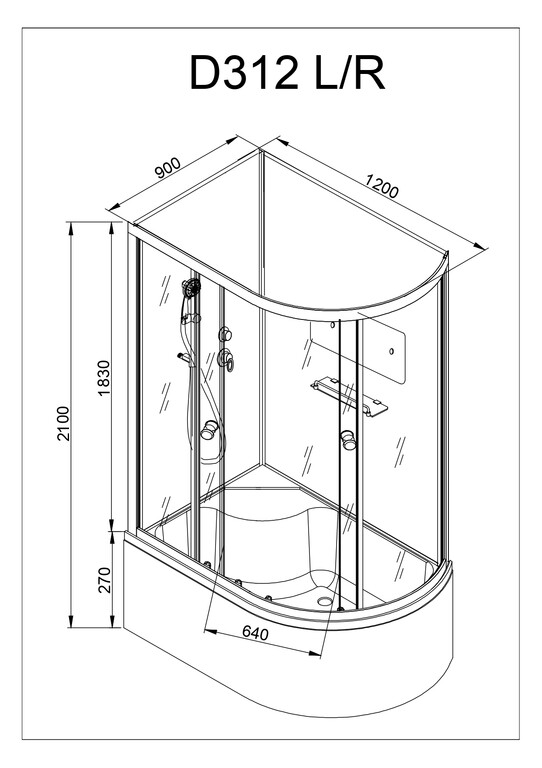 Душевая кабина AvaCan D312L 120x90