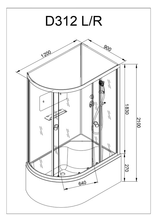 Душевая кабина AvaCan D312R 120x90