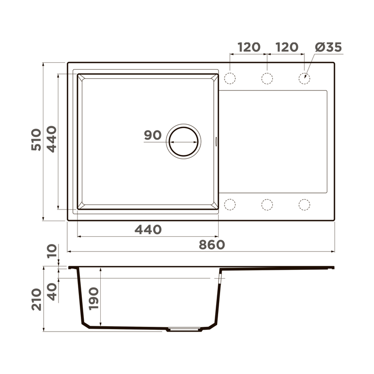 Мойка для кухни Omoikiri Daisen 86-DC темный шоколад