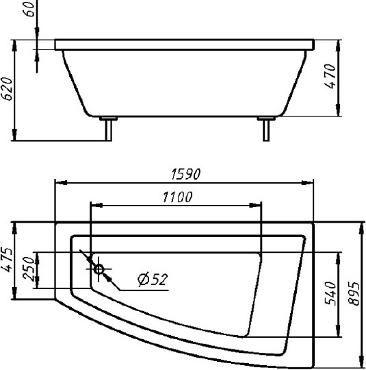 Ванна из искусственного камня Фэма Доминика 160x90 L