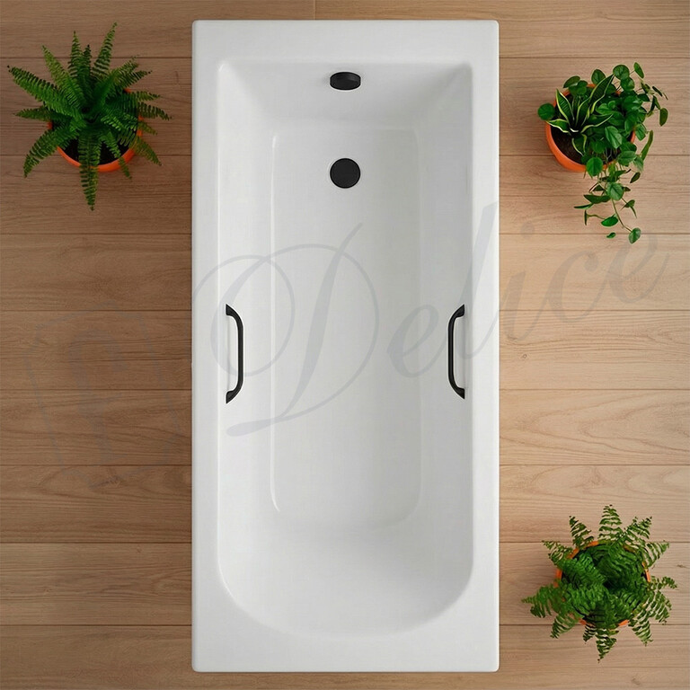 Ванна из искусственного камня Delice Scandi 180x75 глянцевая с черными ручками DLR330030RB-G