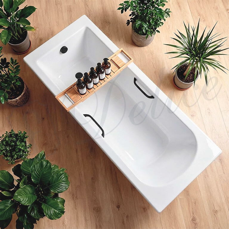 Ванна из искусственного камня Delice Scandi 180x75 глянцевая с черными ручками DLR330030RB-G