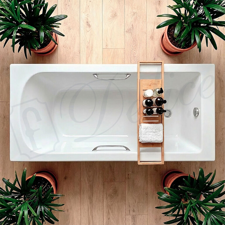 Ванна из искусственного камня Delice Scandi 170x70 глянцевая с ручками хром DLR330025R-G
