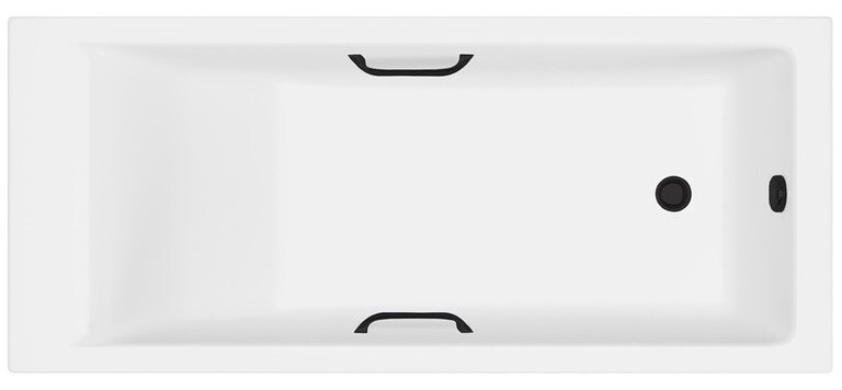 Ванна из искусственного камня Delice Diapason Ultra с узким бортом 180x80 глянцевая с черными ручками DLR330052RB-G