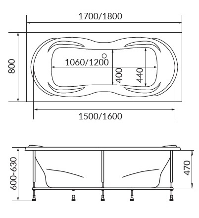 Акриловая ванна 1MarKa Dinamika 180x80