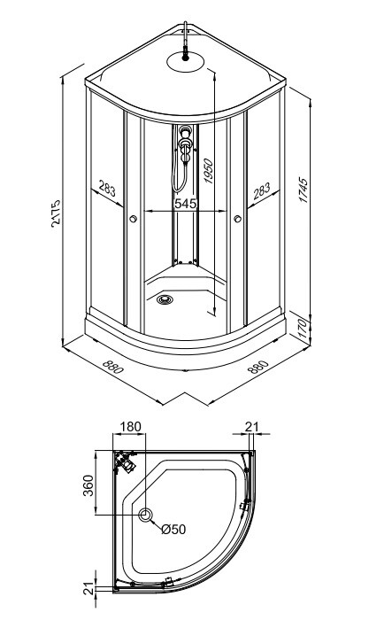 Душевая кабина Triton Экстра 88x88