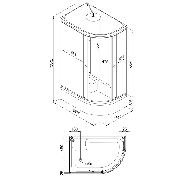 Душевая кабина Triton Коралл В 120x80 L мозаика