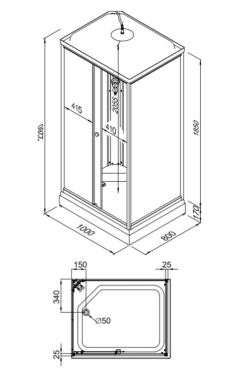 Душевая кабина Triton Квадро А 100x80 полосы