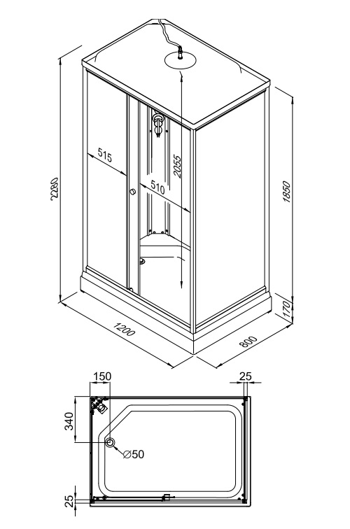 Душевая кабина Triton Квадро А 120x80 полосы