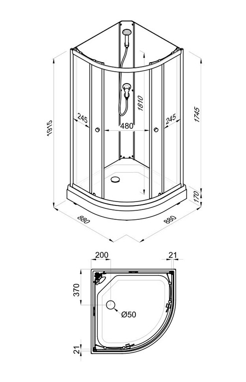 Душевая кабина Triton Экстра Б/К 88x88