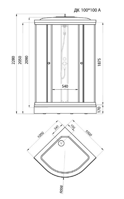 Душевая кабина Triton Стандарт А 100x100 полосы