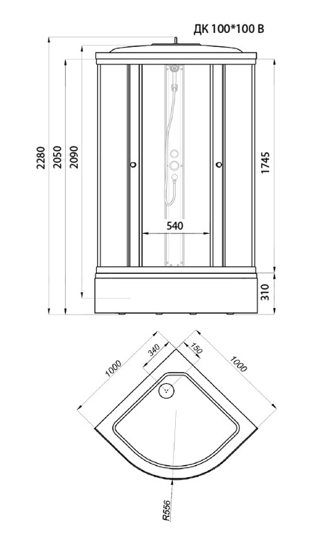 Душевая кабина Triton Стандарт В 100x100 полосы