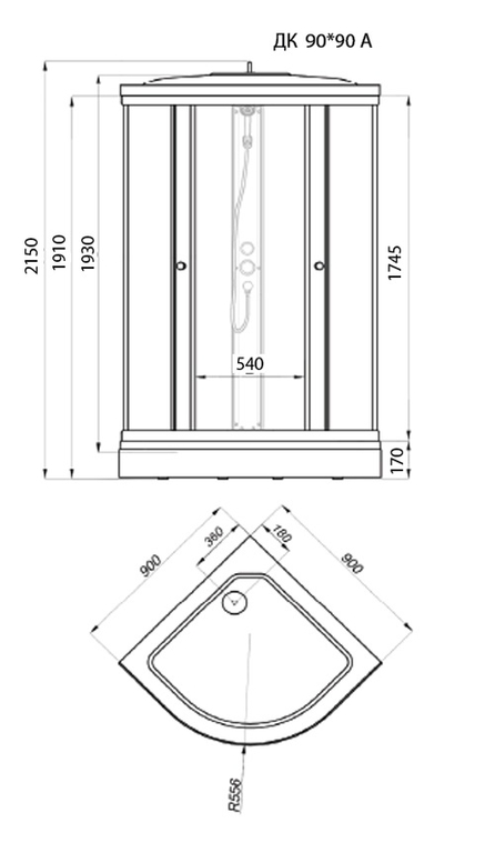 Душевая кабина Triton Стандарт А 90x90 полосы