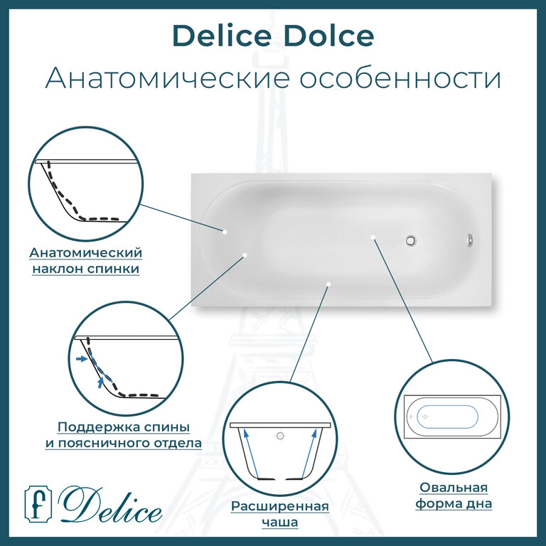 Ванна из искусственного камня Delice Dolce 170x80 глянцевая DLR330060-G