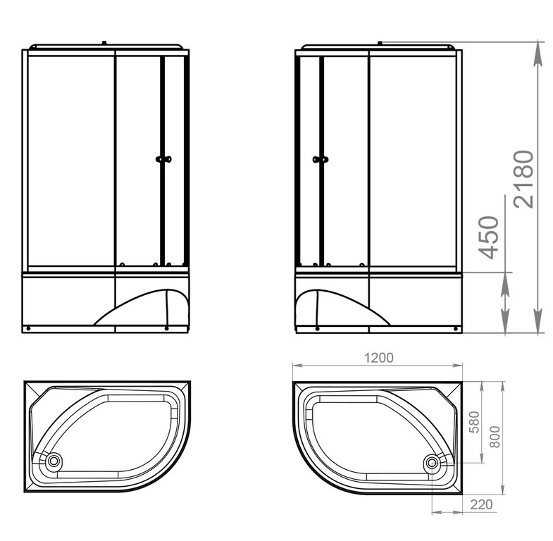 Душевая кабина Melodia Classica г/м MB01012 120x80 L