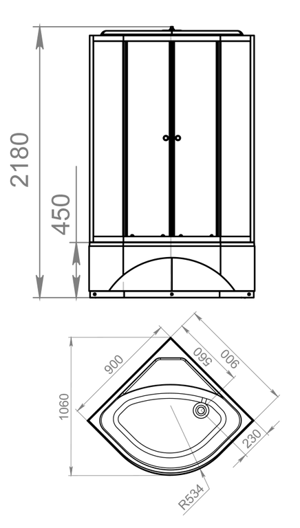 Душевая кабина Melodia Classica MB01010 90x90 DS01DS99HWCl00