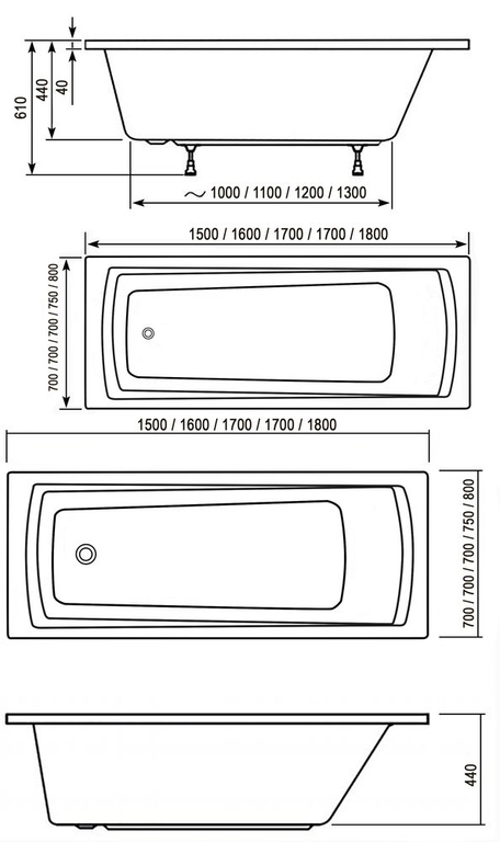 Акриловая ванна Ravak Domino Plus 180x80 C651R00000