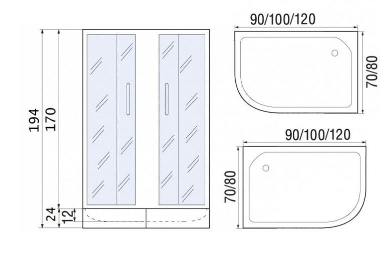 Душевое ограждение River Don 120/80/24 МТ L/R 120x80