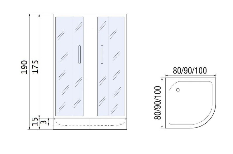 Душевое ограждение River Don Light 90/15 МТ 90x90