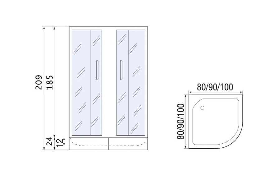 Душевое ограждение River Don XL 90/24 МТ 90x90
