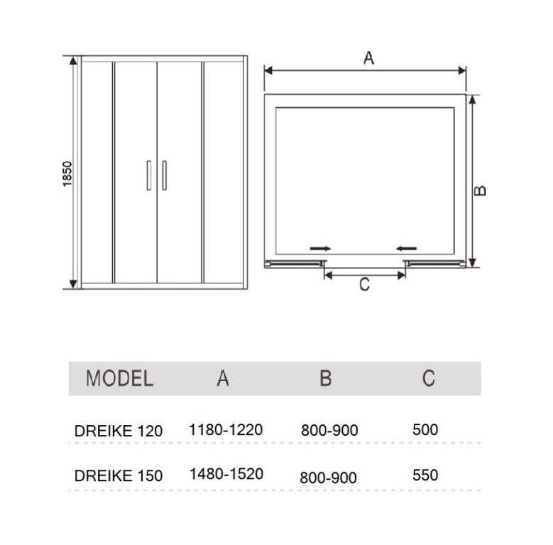 Душевая дверь River DREIKE 150 МТ 150x185