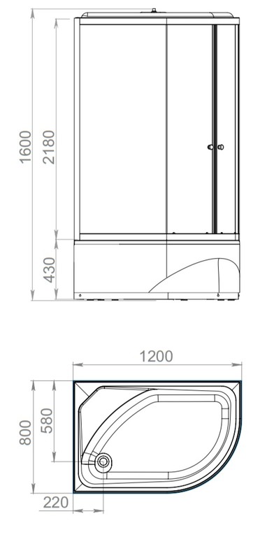 Душевая кабина Domani-Spa Delight Slim 128 high L 120x80