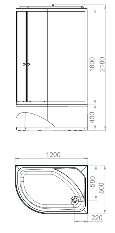 Душевая кабина Domani-Spa Delight Slim 128 high R 120x80