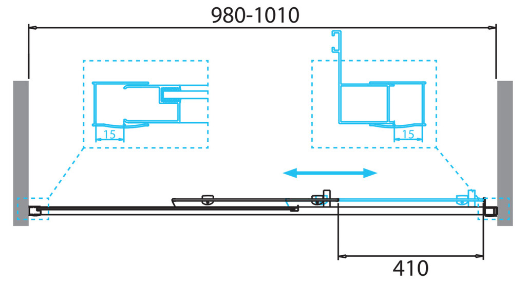 Душевая дверь BelBagno DUE-BF-1-100-C-Cr 100x190